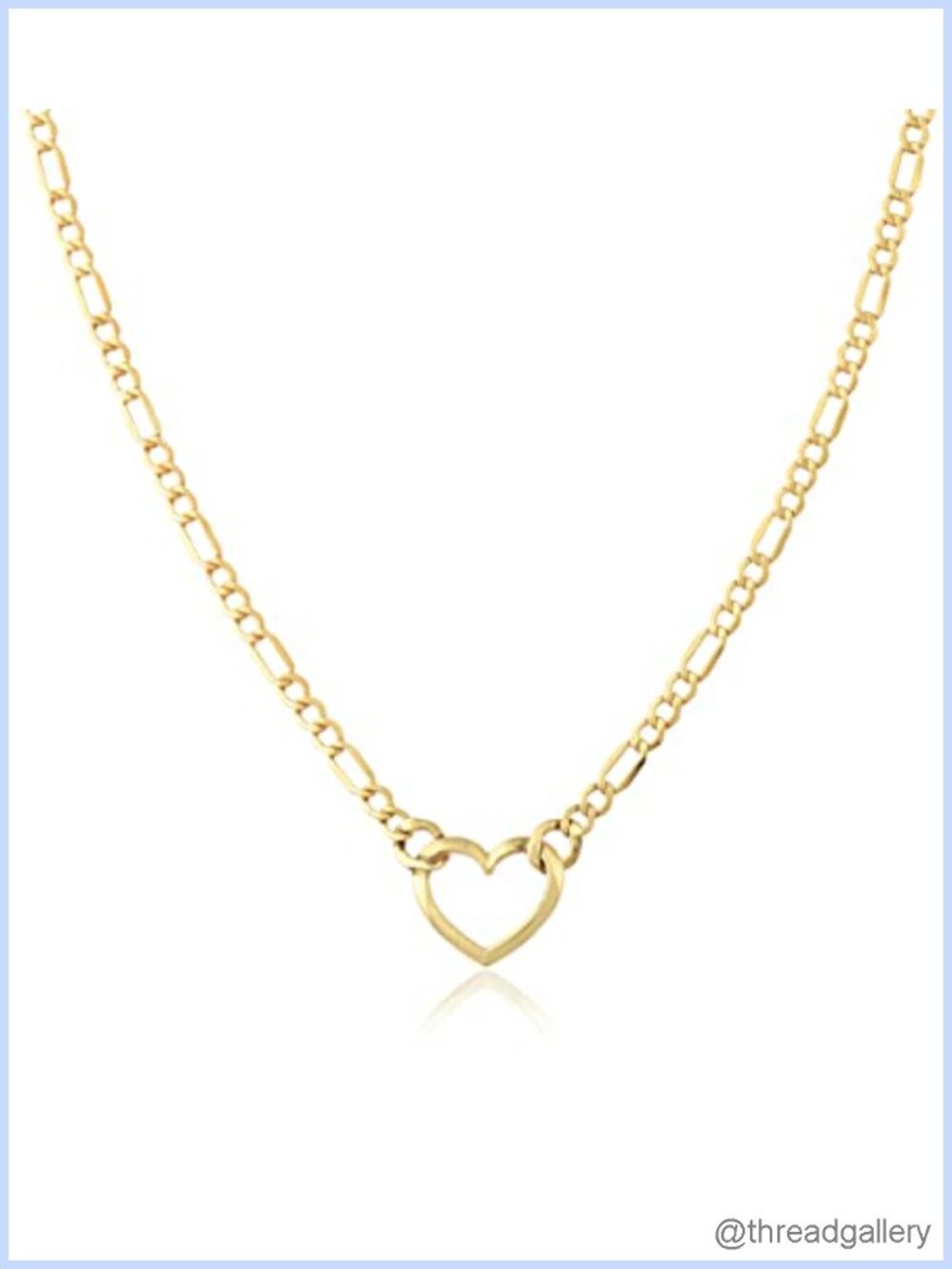 14K Yellow Gold Filled Figaro Heart Necklace 18 In Lobster Clasp